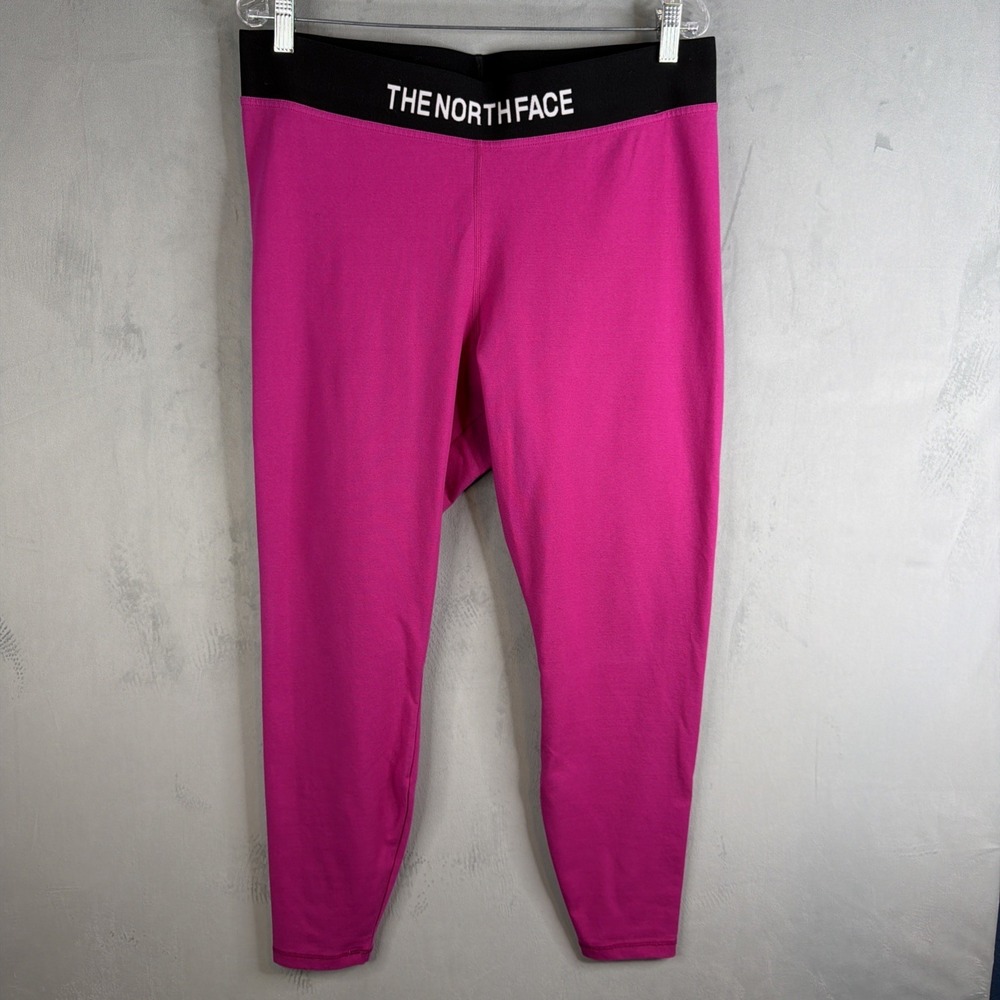 The North Face Leggings Women 2X Pink Athletic Stretch Logo Activewear